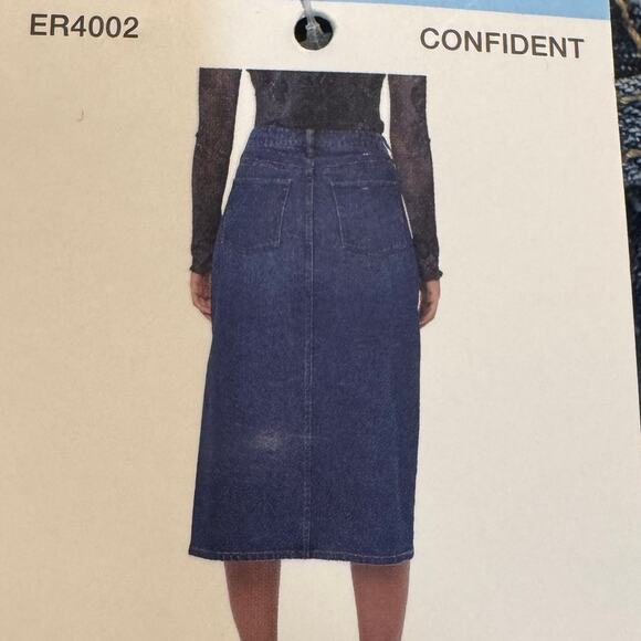 Edited Remi Bader Blue Jean Denim Skirt Size 10 Confident Side Slit New With Tag - Picture 8 of 12